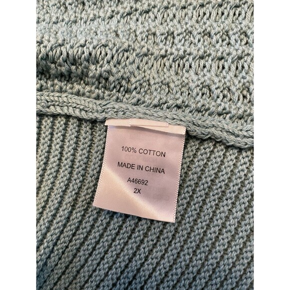 NWOT Appleseed's Woman's Cardigan Open Front Light Blue Long Sleeves Size  2X - Picture 5 of 6